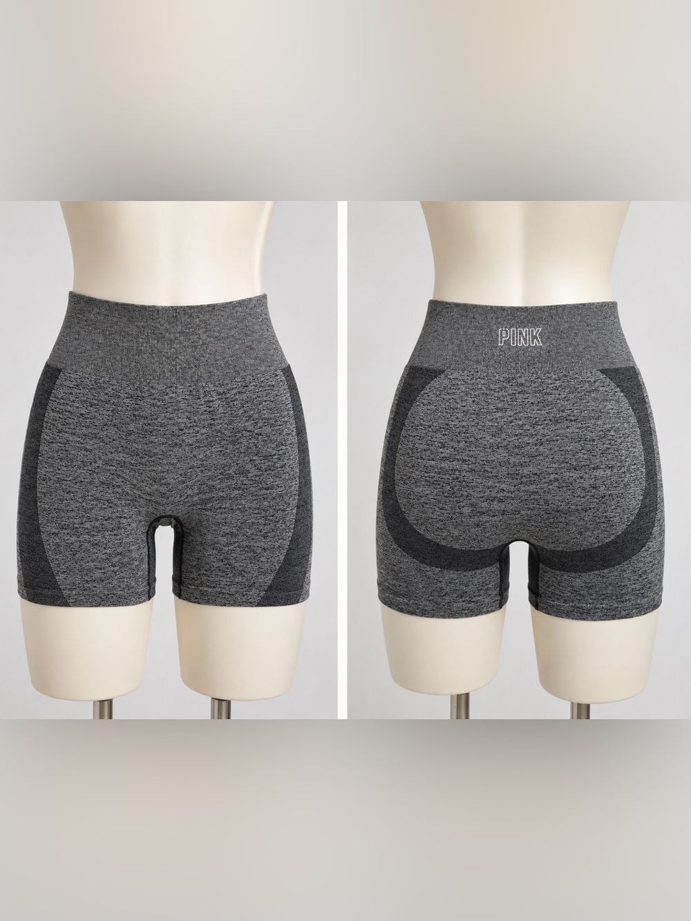 PINK Victoria's Secret Gray High-Waist Sculpt Seamless Bike Shorts